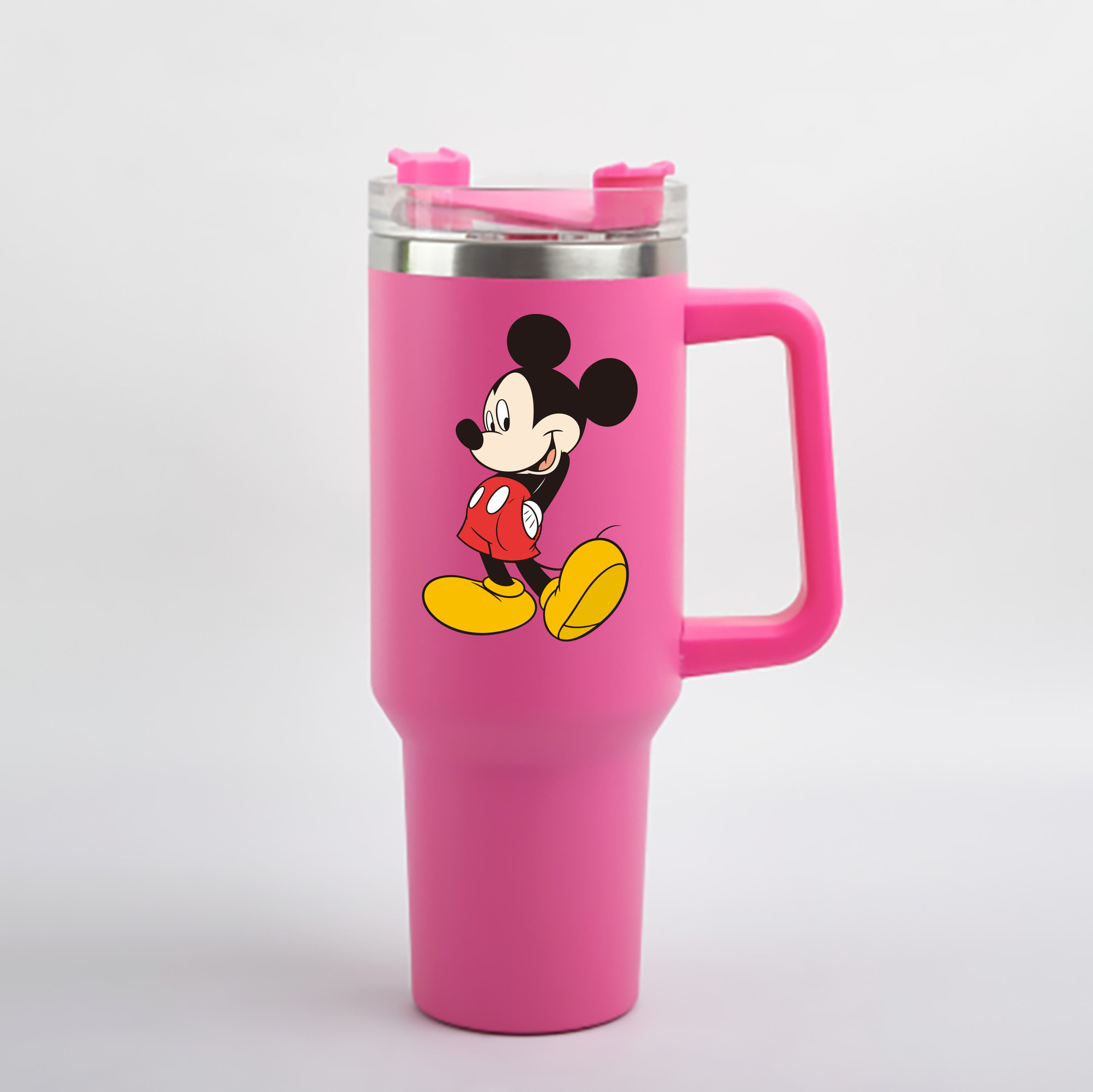 （画像用） ミッキーマウス Mickey Mouse 1200mL車用タンブラー - クリスタルステッカー（プラスチックストロー付き）